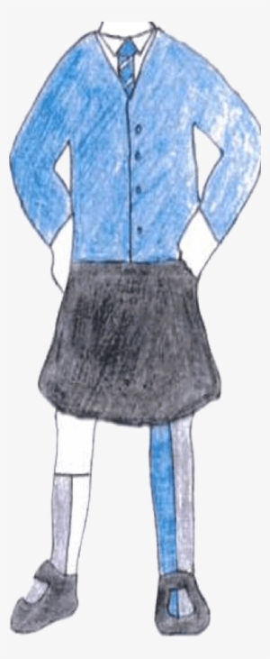 Royal Blue And White Check Dress - School Uniform Blue Drawing