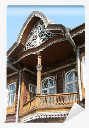A Fragment Of A Wooden House With A Balcony Thread - House