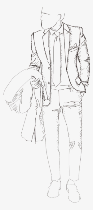 Men's Business Suits - Line Art