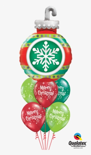 Merry Christmas Ornament Bouquet - Christmas Balloons - 11" Assorted Christmas Ornaments