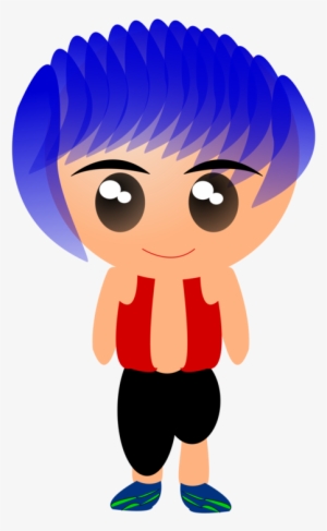 Boy Blue Hair Blue Hair Hairstyle - Clipart Character Png