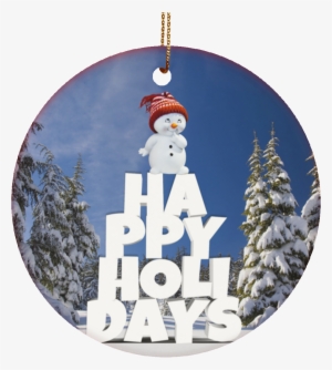 Crafted Ceramic Christmas Tree Ornament Snow Baby Happy - English Dutch Bible No14