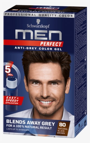 Men Perfect Com Anti Grey Color Gel 80 Natural Black - Schwarzkopf Men 80