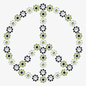 Peace Design Of Small Flowers With Rhinestone Materials - Peace Sign Hand Tattoo