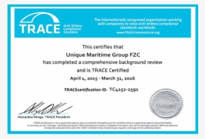 One Of The World's Leading Integrated Turnkey Subsea - Trace Certificate Anti Bribery
