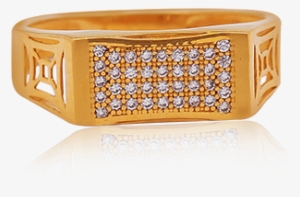 White Stones Geometric Design Gold Ring - Gold