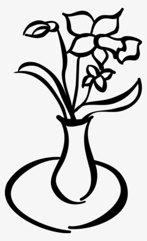 Vector Illustration Of Cut Flowers In Glass Vase