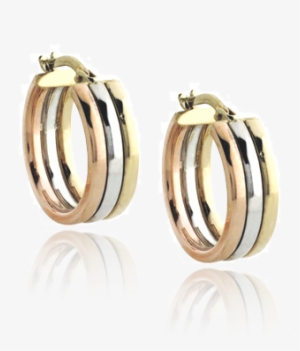 Tri-colour Hoop Round Earrings - Earrings