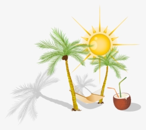 Hammock Arecaceae Clip Art - Hammock With Palm Tree Clip Art