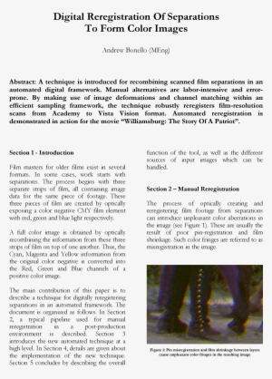 Automatic Digital Reregistration Of Film Separations - Film