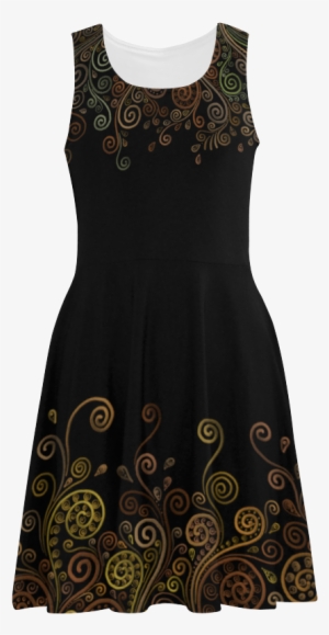 Colorful Hand Painted And Original 3d Design On Black - Sundress