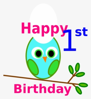 Blue Green Owl 1st Birthday Clip Art - Solve For Happy