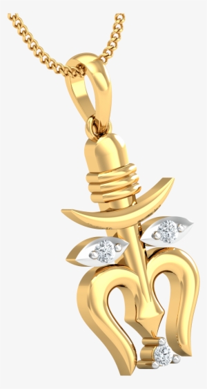 Diamond Religious Pendant Trishul0 - Gold Ganesh Pendant Designs