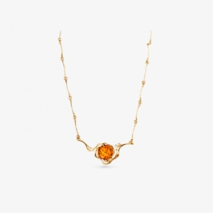 18 Carat Gold Necklace With Diamonds And Amber - Necklace