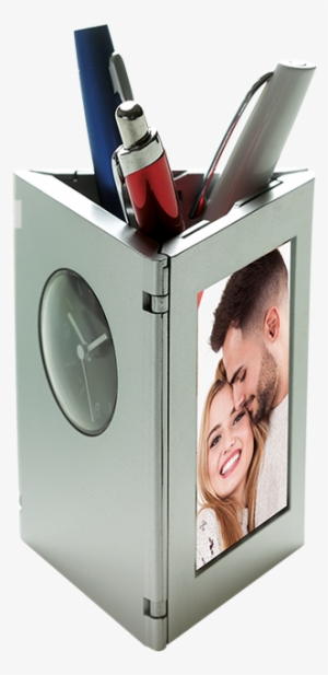 Folding Photo Frame, Clock And Pen Holder Bd0071 - Eco Folding Photo Frame, Clock & Pen Holder - Silver