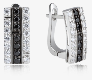 Fancy Sterling Silver Earrings - Cubic Zirconia 925 Sterling Silver Earrings-mid Night