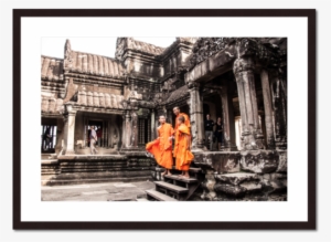 Juanma Agudo Carrizo Buddhist Monks Wood Frame - Angkor Wat