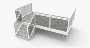 White Glass Railing With Handrail And Weathered Board - Bed Frame