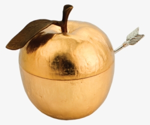 Golden Apple Honey Pot With Arrow Spoon - Michael Aram Gold Plated Apple Honey Pot