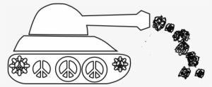 Peace Tank Black White Line Art Flower Christmas Xmas - Tanque De Guerra Dibujo