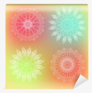 Vector Delicate Lace Round Floral Mandala Pattern Wall - Mandala