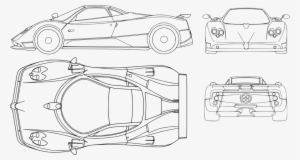 Ferrari Clipart Car Line - Pagani Zonda Blueprints