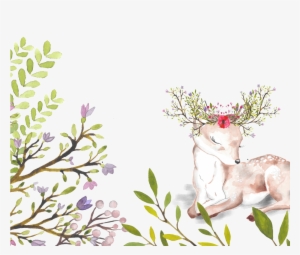 Sika Deer With Flowers Background Free Buckle Png - Flower