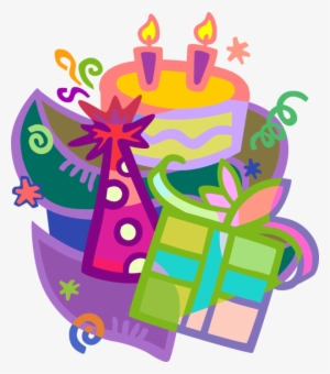 Vector Illustration Of Birthday Party Celebration With - Birthday Cake And Gift Clip Art