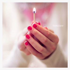 Girl Holding Matchstick In Her Hands - عکس نوشته تولدم مبارک