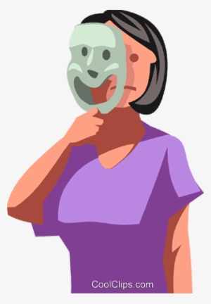 Businesswoman Hiding Behind A Mask Royalty Free Vector - Hiding Behind A Mask Clipart