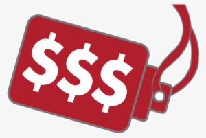 Red Icon Of A Price Tag With Three Money Symbols - Price Tag