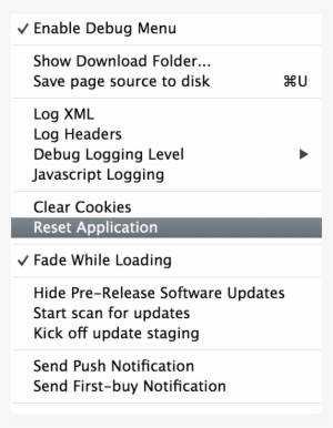 App Store Debug Menu - Jpeg