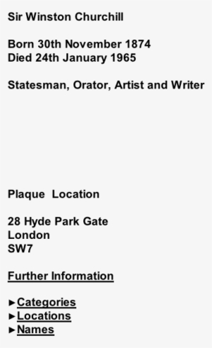 Sir Winston Churchill - Blue Plaque: Lord Ashﬁeld