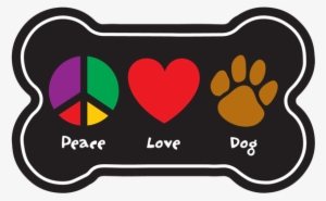 Peace Love Dog Bone Magnet - Heart