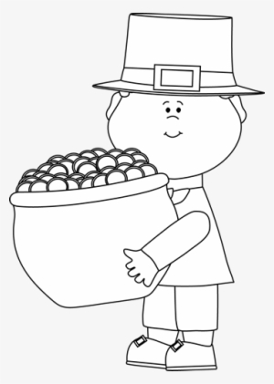 Black And White Saint Patrick's Day Boy With Pot Of - Saint Patrick's Day