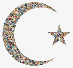 Clipart Psychedelic Tiled Crescent Moon - Eid Moon And Star