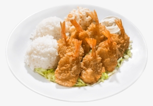 Fried Shrimp With Two Scoops Of Rice, Mac Salad, And - Shrimp