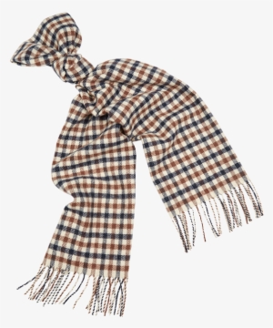 Classic Lambswool Club Check Scarf - Aquascutum Club Check Scarf Brown