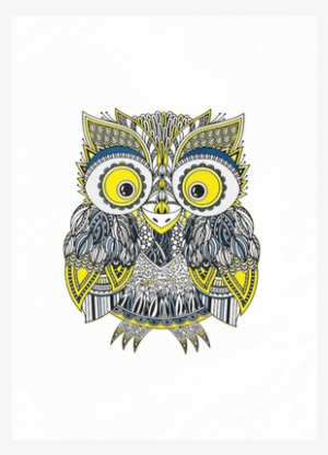 Png Transparent Library Drawing Owl Colourful - Colourful Zentangle Owl Large Cotton Tea Towel By Half