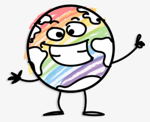 Planet Boy Drop Shadow - Earth Cartoon