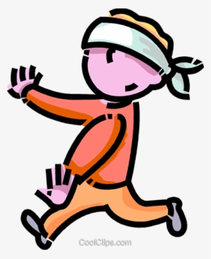 Playing A Blind Fold Game Royalty Free Vector Clip - Blinde Kuh Spielen Clipart