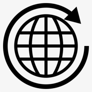 Arrow In Circle Around World Grid Vector - Around The World Icon