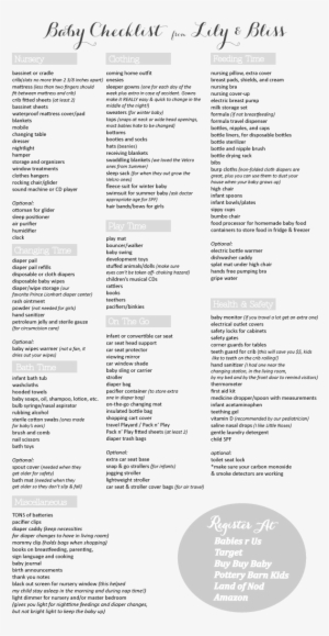 Complete Baby Checklist For The Expectant Mommy There's - Alphabetical List Of Baby Items