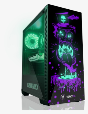 Gamemax Draco Rgb Black Midi Case With Shaman Hd Armour - Green And Purple Pc Case