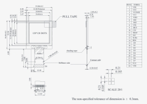 Winstar Longlife Oled Graphic Display Module - Technical Drawing