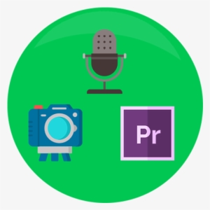 Image Showing A Camera, Editing Software And Microphone - Circle