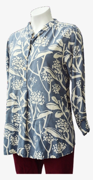 Frangipani Print Blouse In French Blue - Blouse