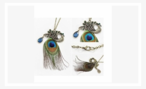 Alloy Bronze Peacock Feather With Water Drop Crystal