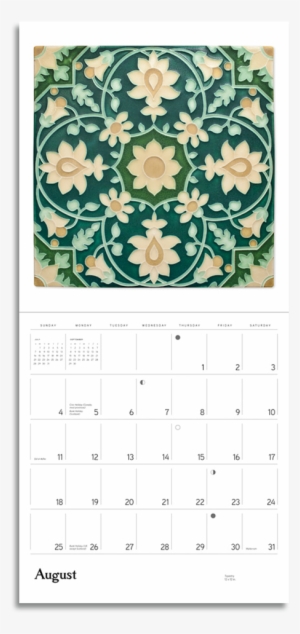 Arts & Crafts Tiles 2019 Wall Calendar - Floral Design