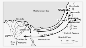 Map Of Jesus's Childhood Journeys - White Map Of Egypt
